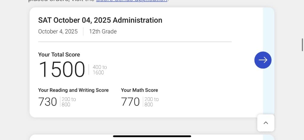 Leann SAT Score — 1500