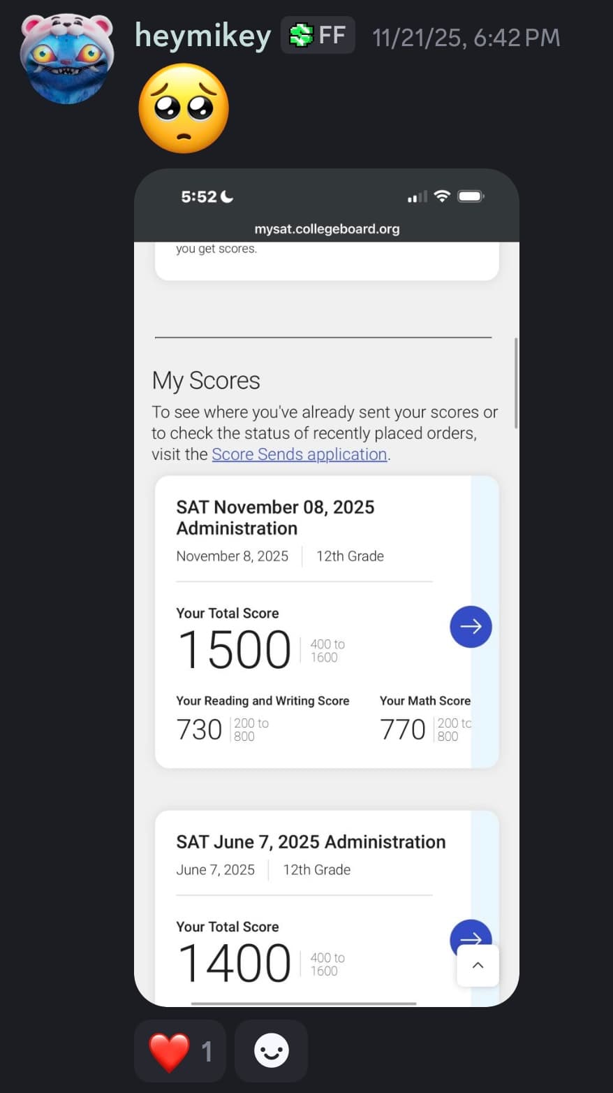 Score screenshot