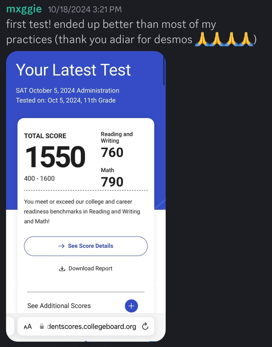 Score screenshot