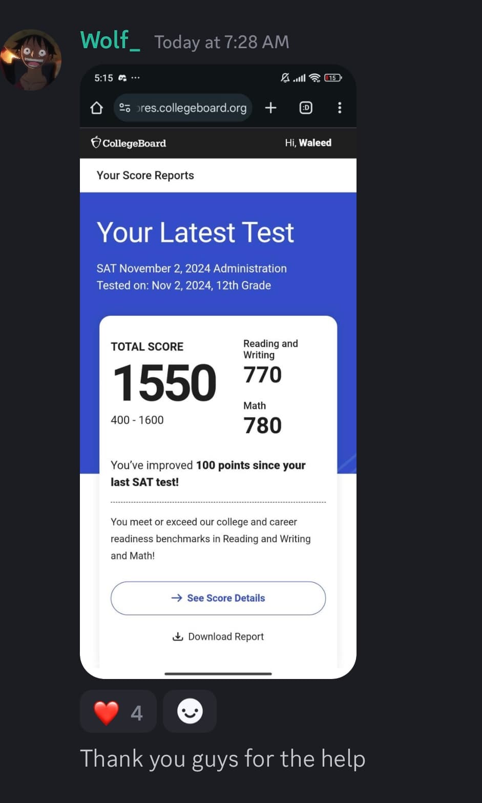 Score screenshot